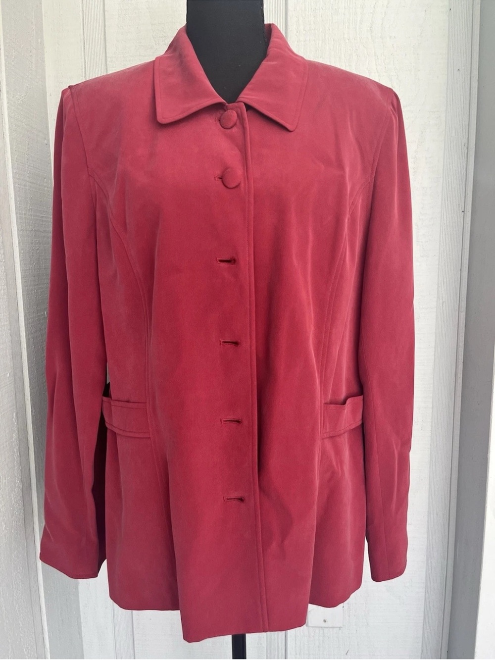 Diane Von Furstenberg Rose Red Button-Front Blazer